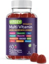 Viteey Womens Multivitamin Gummies - Immune Support - 12 in 1 Essential Vitamins & Minerals - Vitamin A, C, D3, E, B6, B12, Folic Acid, Biotin, Calcium, Zinc & More - Vegetarian - Raspberry Flavored