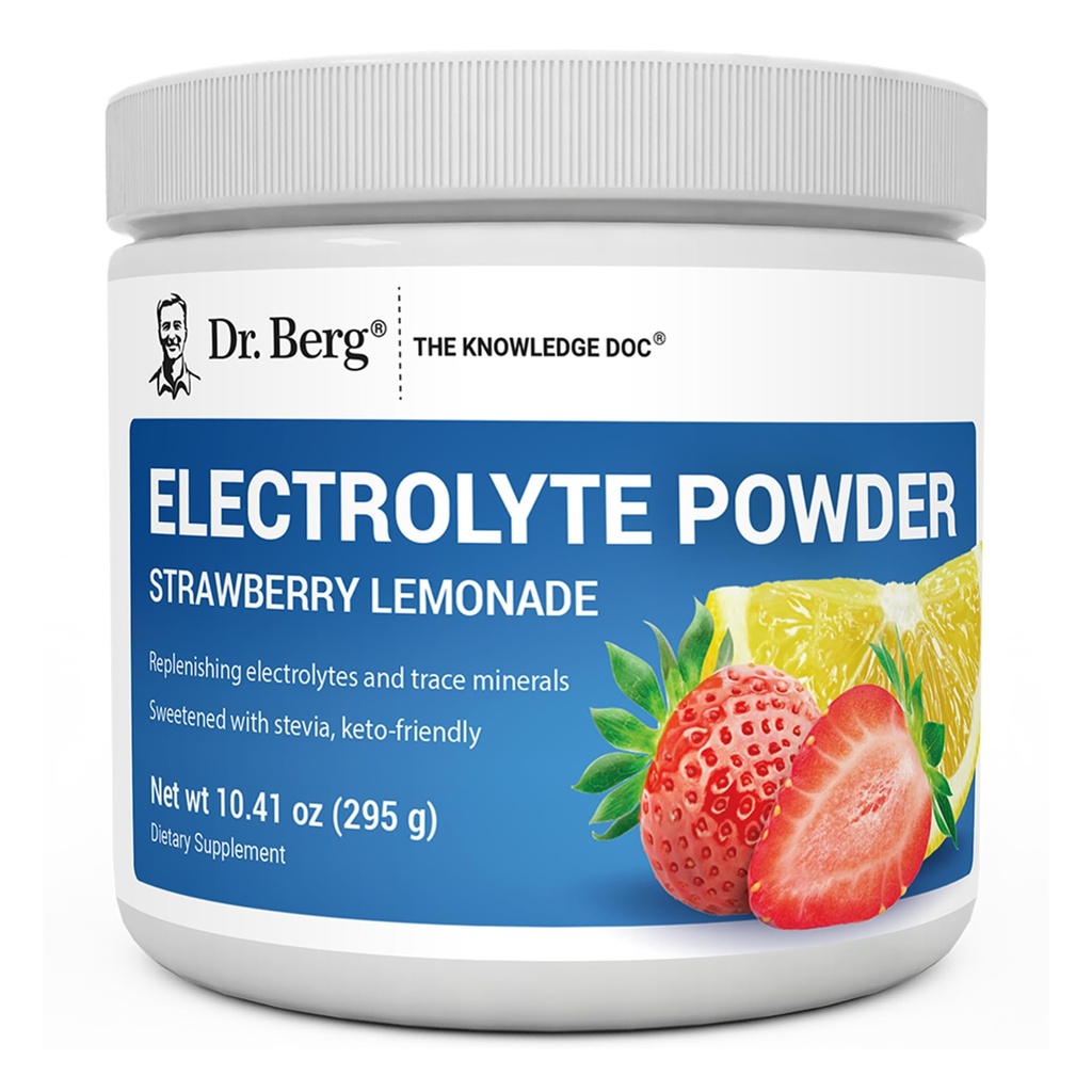 Dr. Berg ゼロ シュガー ハイドレーション Keto 電解質粉末 - 強化 w/1000 カリウムの mg & 実質のピンクのヒマラヤ塩 (NOT テーブル塩) - ストロベリー レモンード 水分補給飲料サプリメント - 50 サービング