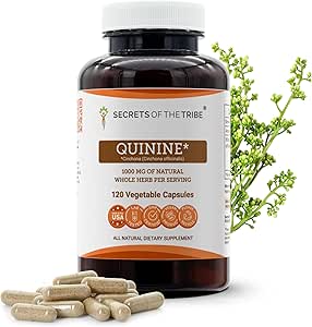 Tribe Quinineカプセルの秘密1000 mgワイルドクラフトクイン(Cinchona officinalis)ドライバーク、レッグクランプサポートサプリメント(120カプセル)