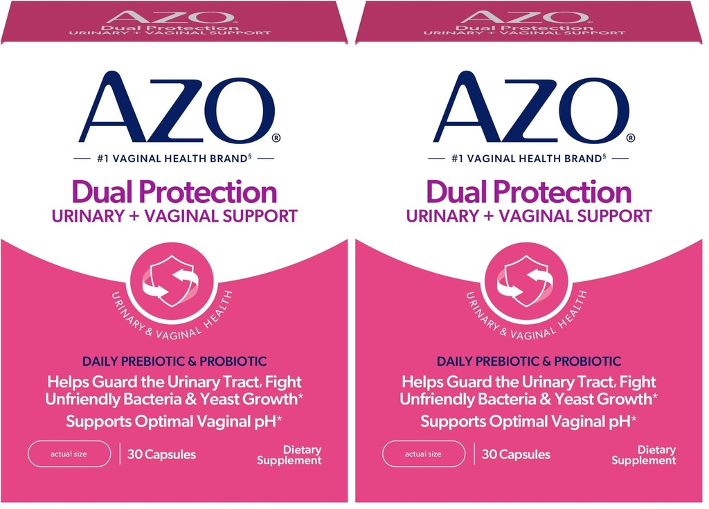 AZO デュアルプロテクション | 尿 + 腟サポート | 臨床的に証明される女性のプロバイオティックプラス | 24 時間以内の働きを始めて下さい | 非GMO | 30 の計算(包装 2)