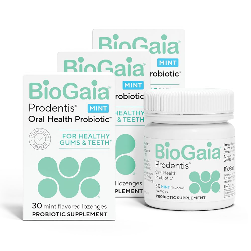 BioGaia Prodentis 3-Pack | 歯科用プロバイオティクス・ローゼンジ | 健康なグムと歯を促進 | 歯科問題に対する防御 | 経口マイクロバイオムを補充 | 口腔の健康を向上 | ミント風味 | 90 日 供給