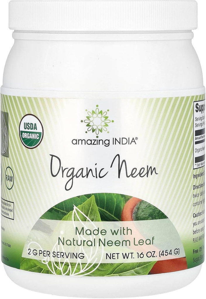 驚くべきインドのUSDAは有機性Neemの粉(非GMO)16oz -血の浄化、健康な免除及び健康な皮を促進します