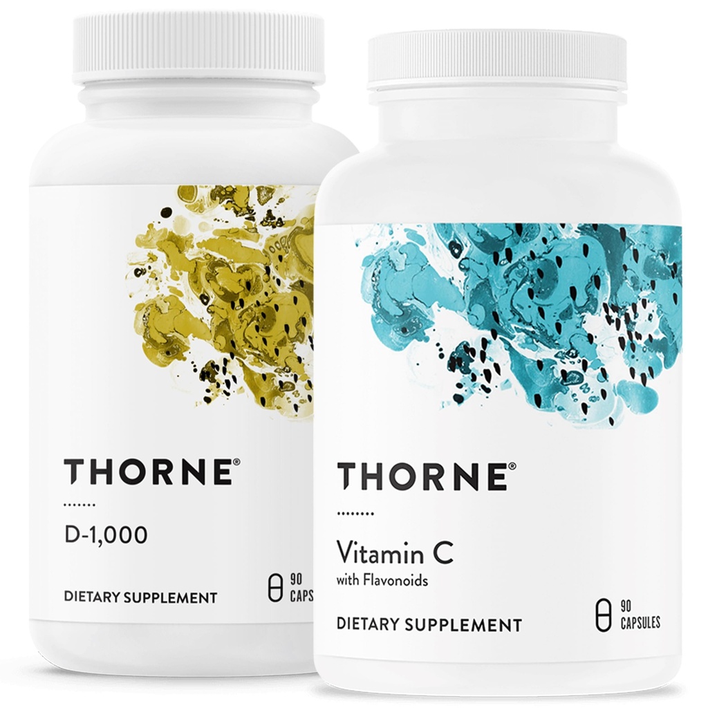 THORNE - 免疫サポートコンボ - ビタミンD3&ビタミンCブレンドヘルシー免疫機能 - 30〜90サービング