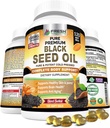 フレッシュヘルスケアブラックシードオイルカプセルコールドプレス1300mg - 100%純粋な非GMO Nigellaサティバ - 免疫&ジョイントサポート - プレミアムSoftgelサプリメント