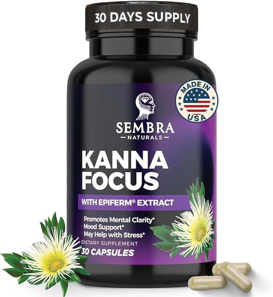 KANNAFOCUS - 天然カンナエキス50mg、発酵セレチウムTortuosum&バイオペリン® - 焦点、気分&メンタルウェルネスサポート - 毎日の明白とエネルギーのためのハーブノトロピック - 30カプセル
