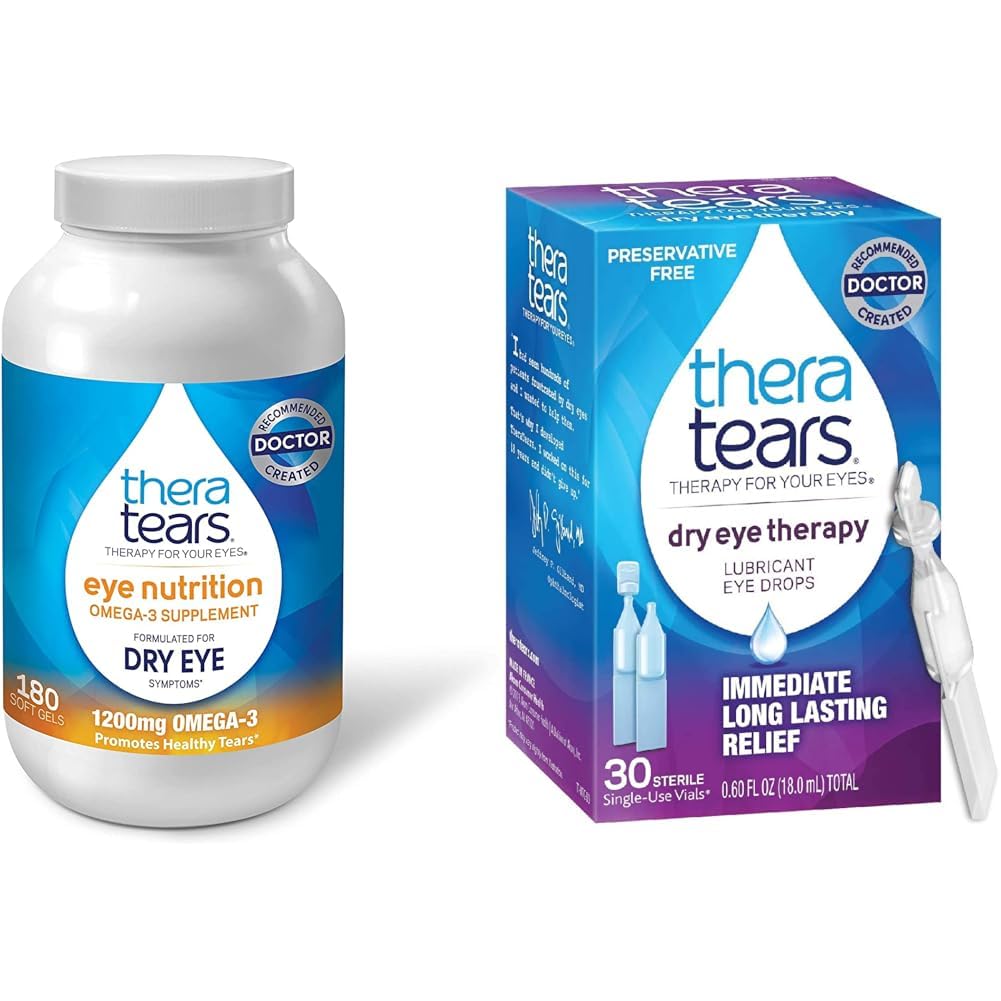 TheraTears 1200mg Omega 3 は目の栄養物、有機によって亜麻仁されたトリグリセリドの魚油及び乾燥した目の療法の潤滑の目の低下、保存性の自由な目の低下のための補います