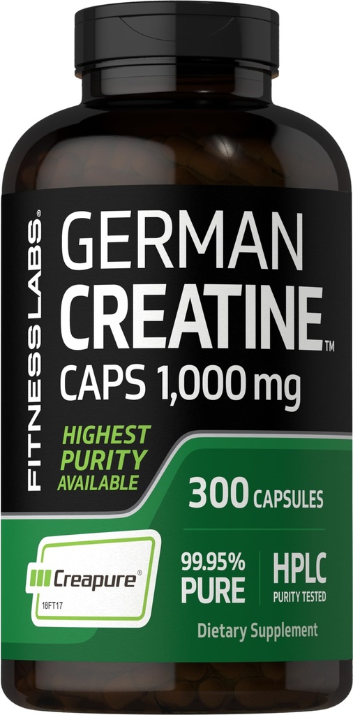 フィットネスラボ ドイツ クレアチン モノハイド | 1000mg | 300カプセル | 女性と男性のためのサプリメント | ノンGMO、グルテンフリー