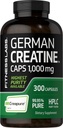フィットネスラボ ドイツ クレアチン モノハイド | 1000mg | 300カプセル | 女性と男性のためのサプリメント | ノンGMO、グルテンフリー