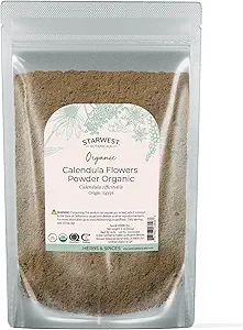 Starwest Botanicals Organic Calendula Flower Powder - 天然乾燥ハーブ、ハーブブレンド、Culinary use、カフェインフリー、認定コーシャ、非GMO - 4ozポーチ