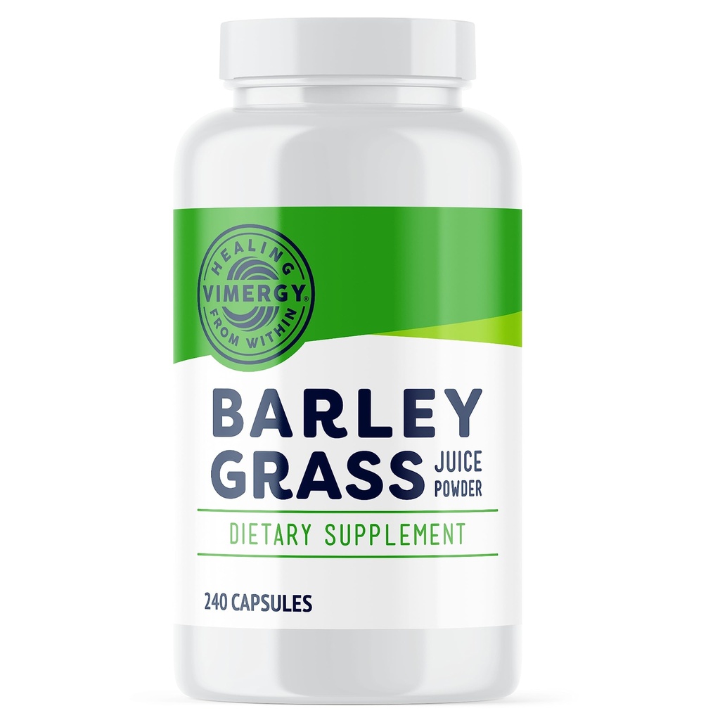 Vimergy Barley グラス ジュース カプセル – スーパーフード パック カプセルをきれいに – 心血管の健康を促進します。* – 非GMO, ビーガン & グルテンフリー – 240 キャップ