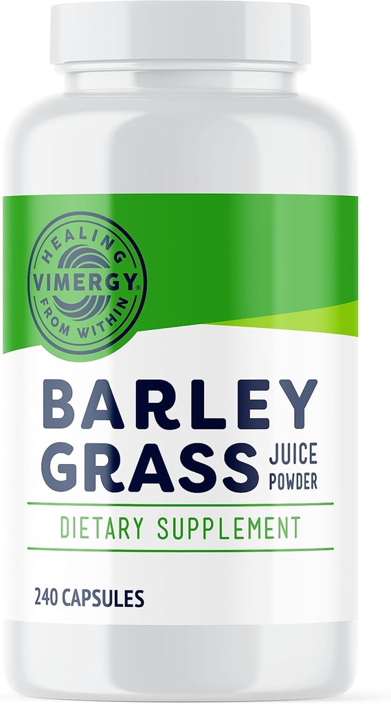 Vimergy Barley グラス ジュース カプセル – スーパーフード パック カプセルをきれいに – 心血管の健康を促進します。* – 非GMO, ビーガン & グルテンフリー – 240 キャップ