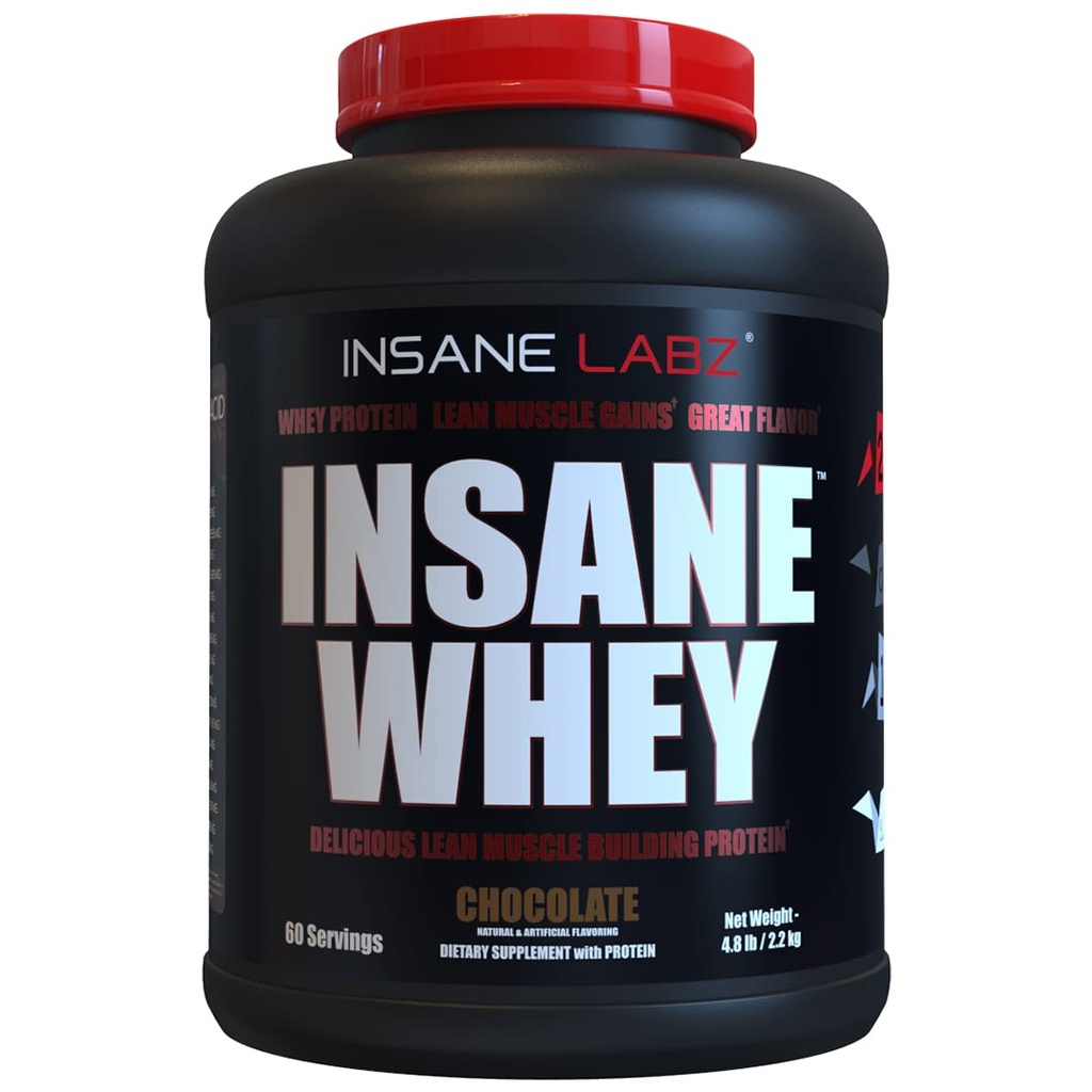Insane Labz Insane Whey、100%の筋肉建物のWheyの蛋白質、ポストのワークアウト、BCAAのアミノ酸のプロフィール、大量生産の利益、食事の取り替え、5lbs、60のSrvgs、(チョコレート)