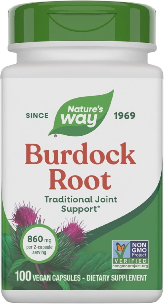 Nature's Way Burdock Root, 伝統的な共同サポート*, 100 ビーガンカプセル (パッケージ 5 月 Vary)