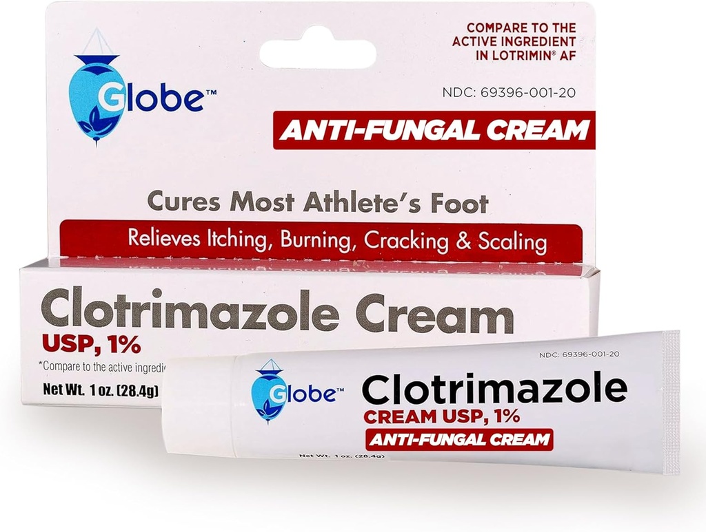 Globe ClotrimazoleのAntifungalのクリーム1% USP (1のoz)、反真菌の処置は、かゆみを取り除きます、燃え、割れ、連結された運動選手のフィート、Jock Itch、Ringwormおよび多くを模倣します