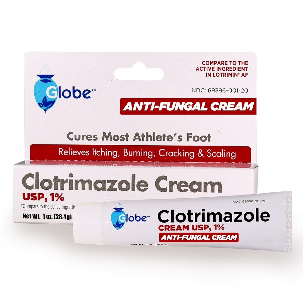 Globe ClotrimazoleのAntifungalのクリーム1% USP (1のoz)、反真菌の処置は、かゆみを取り除きます、燃え、割れ、連結された運動選手のフィート、Jock Itch、Ringwormおよび多くを模倣します