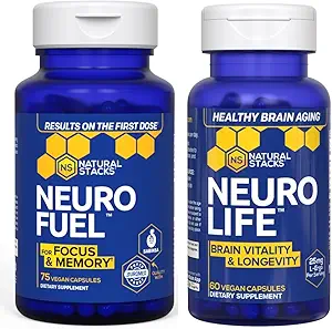 ナチュラルスタックスNeuroFuel Nootropic + NeuroLife Bundle - サポートフォーカス、メモリ&脳長寿* - 脳の健康のサプリメント - 135トータルカプセル