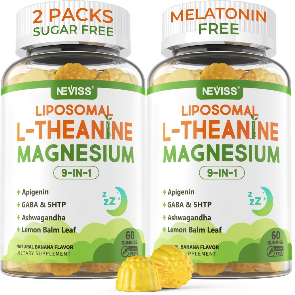 Liposomal L-Theanine 200mgのマグネシウムはGABA、5HTP、Apigenin、ビタミンB6及びD3、Ashwagandhaのレモン バルムの葉、Melatoninの緩い気分及び筋肉のための自由な睡眠のけいれんを解放します、2パック