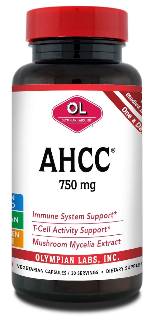 Olympian Labs Premium AHCC カプセルあたり AHCC サプリメント 750mg - 免疫健康、肝臓機能、および自然なキラー細胞活動をサポート- 30 カプセル