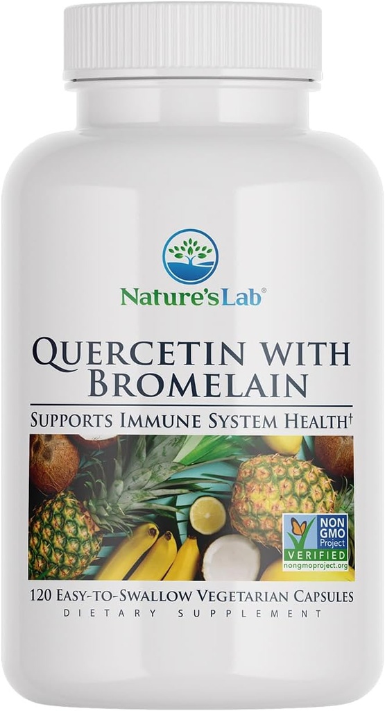 Nature's Lab Quercetin Bromelain - 非GMO、グルテンフリー - 120カプセル