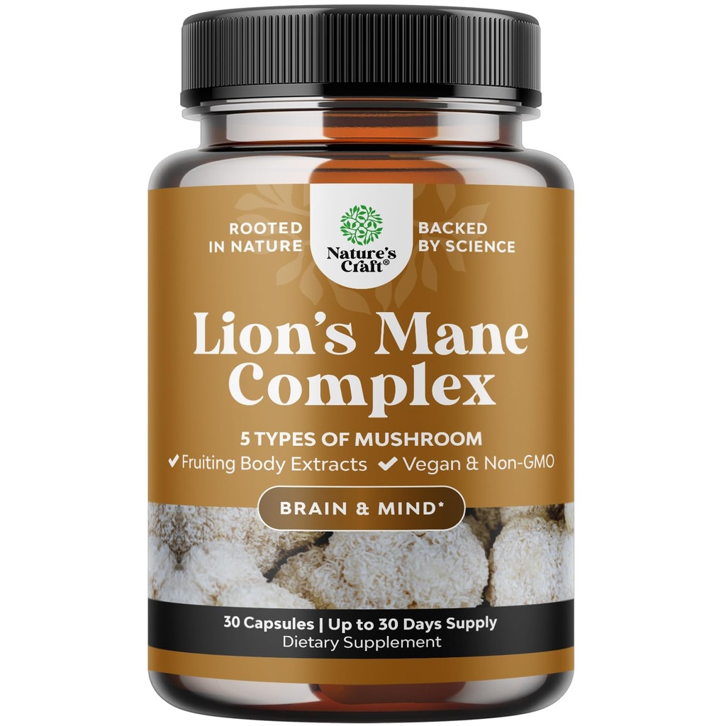 高度なライオンのマネキノコサプリメント - ライオンズマネサプリメントは、Reishi、Chaga、Maitake、および脳の健康メモリサポート&フォーカスのためのシイタケとカプセル - メンタルクラリティのための向知性 - 30キャップ