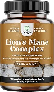 高度なライオンのマネキノコサプリメント - ライオンズマネサプリメントは、Reishi、Chaga、Maitake、および脳の健康メモリサポート&フォーカスのためのシイタケとカプセル - メンタルクラリティのための向知性 - 30キャップ