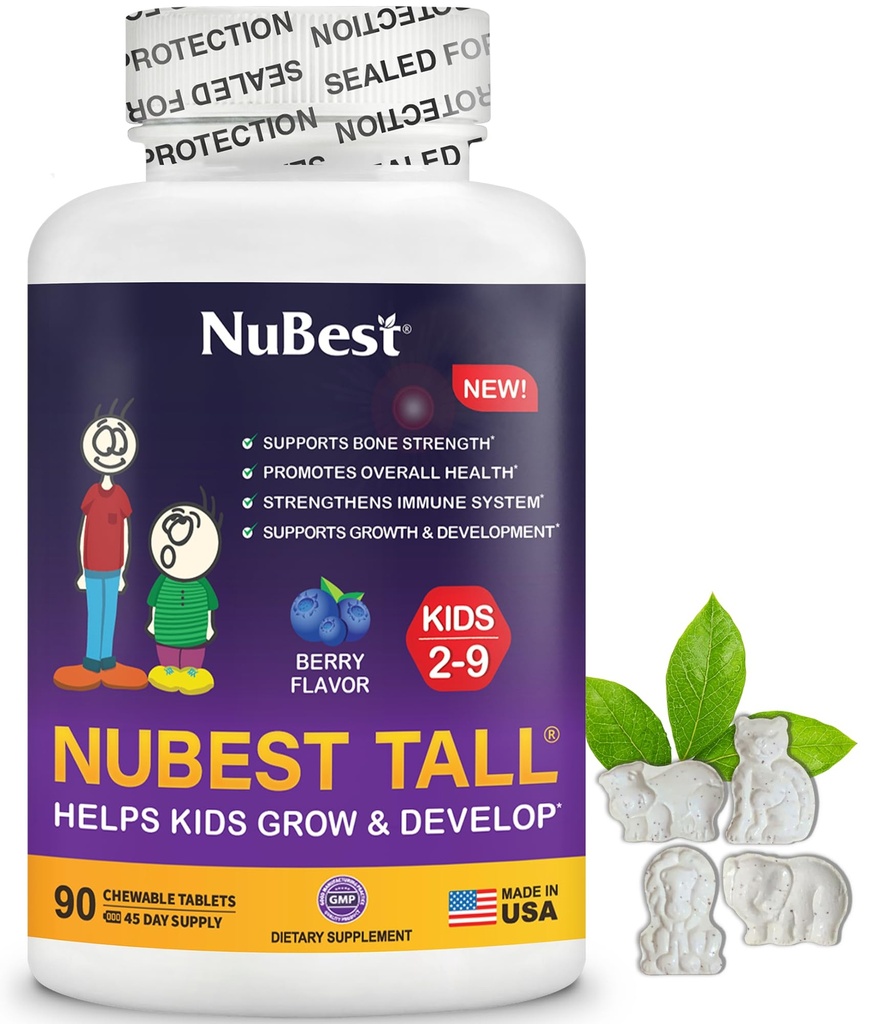 ヌベストトールキッズ - ビタミンと子供用ビタミン2〜9歳 - 骨の強度、全体的な健康と免疫をサポート - 動物の形 - 90Chewableベリータブレット  6週間の供給