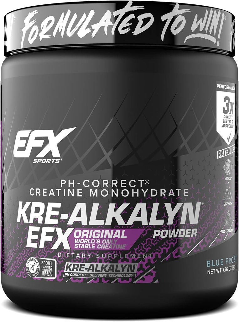 EFX Sports Kre-Alkalyn EFXパウダー | pH補正クレアチンモノハイドパウダーサプリメント | 強度・筋肉成長・性能 | 110 サービング(ブルーフロスト)
