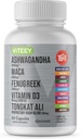 Viteey Ashwagandha Maca Fenugreek サプリメントとTongkat Ali – ドライブ, 情熱 & 男性と女性のためのエネルギーサポート – 気分, カルム & ストレスサポート - 60 カプセル