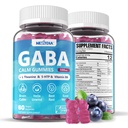 GABA Gummies 500mg - Lテアニン、5-HTP、ビタミンD3、B12、アッシュワガンダ、メラトニンフリー、脳カルム、モッド、ザッズベター、大人のGABAサプリメント、ブルーベリーフレーバー、1パック