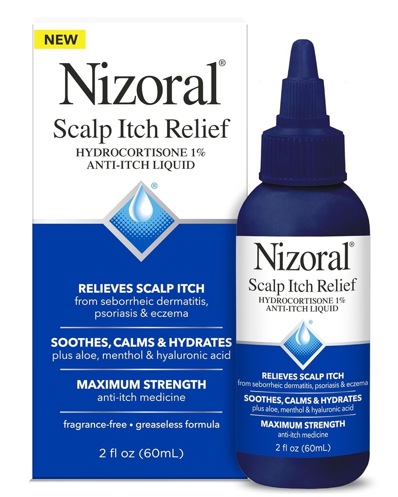 Nizoral Scalp Itchの救助の液体–最高の強さの反イッチの薬(Hydrocortisone 1%)、2 Fl Ozの頭皮のイッチおよびソチス、カルムおよびヒドレートを取り除きます