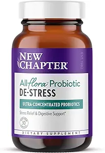 新しい章All-FloraTM Probiotic De-Stress処方と臨床強度アシュワガンダ - 消化の健康のためのデュアルアクションプロバイオティクス+ ハーブストレスリリーフサプリメント*、30カラット
