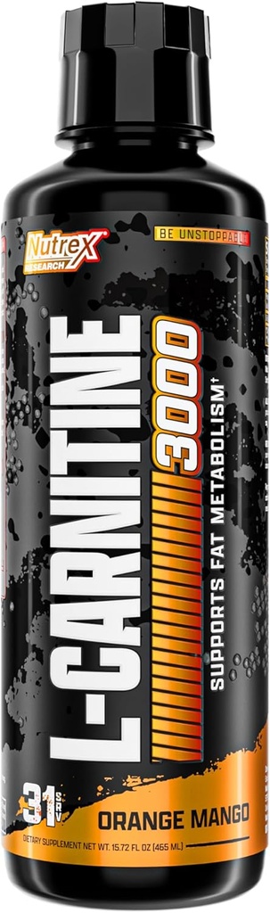 Nutrex Research Liquid Carnitine 3000 | オレンジマンゴー | 興奮剤無料 | 31 提供 16 Fl Oz
