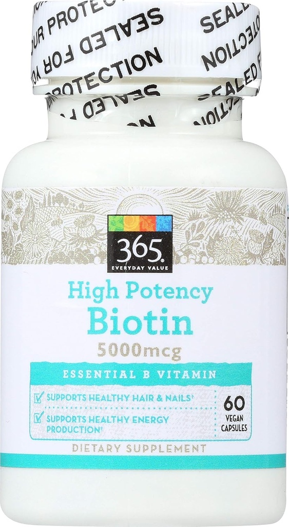 全食糧市場、高い効力のビオチン5000mcg、60のctによる365