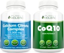 カルシウムのクエン酸塩のコンプレックス1000mg + CoQ10 100mg - 365のビーガンカプセル+ 240のSoftgelsの束-ビタミンDなしで-米国で作って下さい