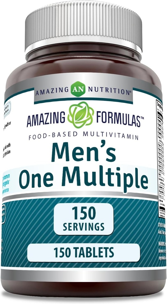 Amazing Formulas Men's One Multivitamin Supplement | Food Based | 150 Tablets | Perfect Blend of Vitamins, Minerals & Probiotics | Non-GMO | Gluten-Free | Made in USA