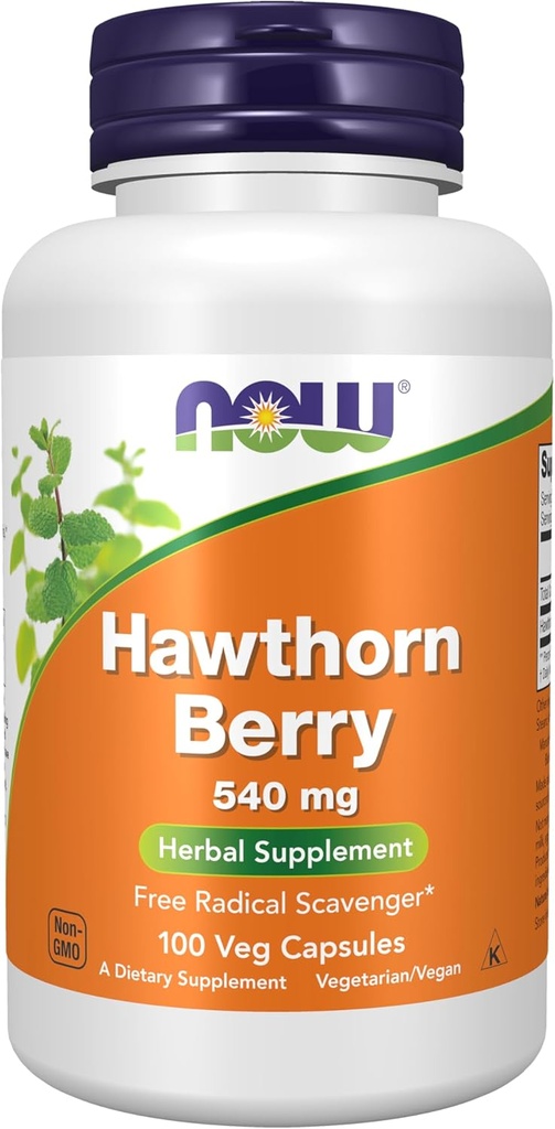 NOW Foods Supplements, Hawthorn Berry 540 mg, Free Radical Scavenger*, Herbal Supplement, 100 Veg Capsules