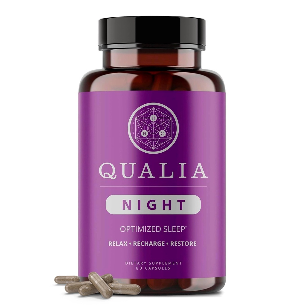 Qualia Night Sleep Aid | ノンハビットフォーミング | ディープリフレッシュのサプリメント | メラトニンフリー, ビーガン, 非GMO, グルテンフリー 80 カウント | (1ヶ月の供給)