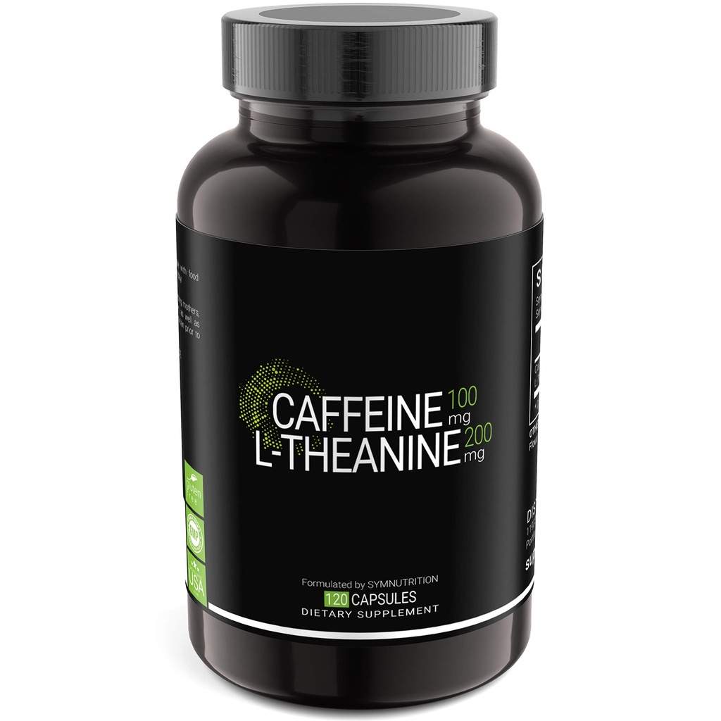 SYMNUTRITIONカフェイン100mg、L-テアニン200mg - 120カウント(V-Capsules) / 120給:米国でcGMP登録施設で製造。 ビーガン&グルテンフリー