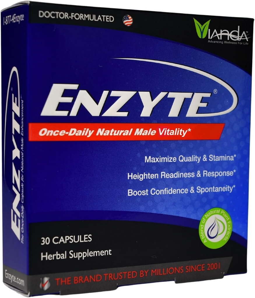 Enzyte® ナチュラル男性バイタリティサポート | アジア人参、Ginkgo Biloba、Grape Seed、Epidium、Muira Puama - 30カプセル、30日の供給と男性の健康のための毎日のサプリメント