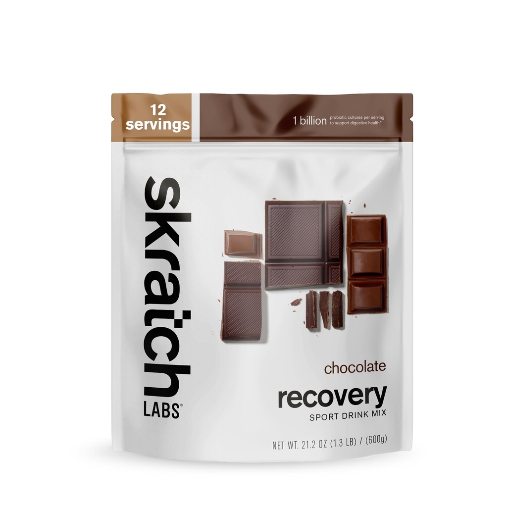 Skratch Labs Post Workout Recovery Drink Mix with Chocolate, (21.2 oz, 12 サービング) with Casein, Whey, Probiotics, Gluten Free, コーシャ, ベジタリアン