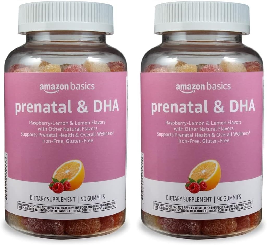 基本成分 プレナタル&DHA ギーミー、ラズベリー&レモン風味、90 カウント(前編)(パック 2)