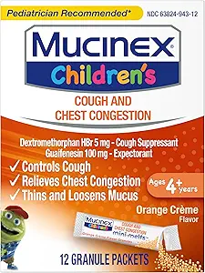 Mucinexの子供の箱の混雑のベテランおよび咳の抑制剤の小型フェルト、オレンジ クリーム、12の計算(包装5月Vary)
