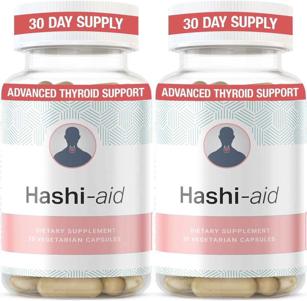IBDassist™ Hashi Aid Thyroid Support for Women & Men - Thyroid Supplement for Hashimoto's Disease & Hypothyroidism* - with Ashwagandha, Selenium, Zinc, Essential Vitamins & More - 30 Capsules (2 Pack)