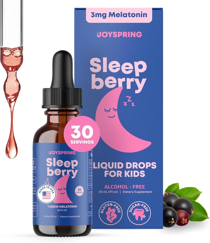 子供のためのSleepBerry液体メラトニン - エルダーベリーとビタミンDで自然な睡眠補助金 - 彼らは眠りながら免疫システムをブースト (1 Fl oz)