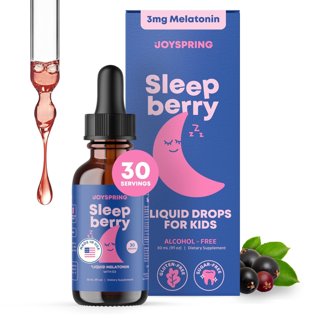 子供のためのSleepBerry液体メラトニン - エルダーベリーとビタミンDで自然な睡眠補助金 - 彼らは眠りながら免疫システムをブースト (1 Fl oz)
