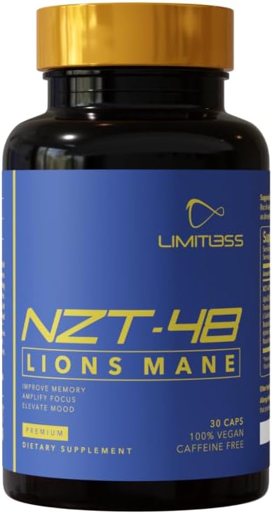 NZT-48プレミアム脳ブースター - ライオンズマネサプリメントカプセル - 記憶と焦点のための向知性脳サプリメント - 脳の丸薬 - 自然エネルギー - カフェインフリー、Phosphatidylserine、30サービング