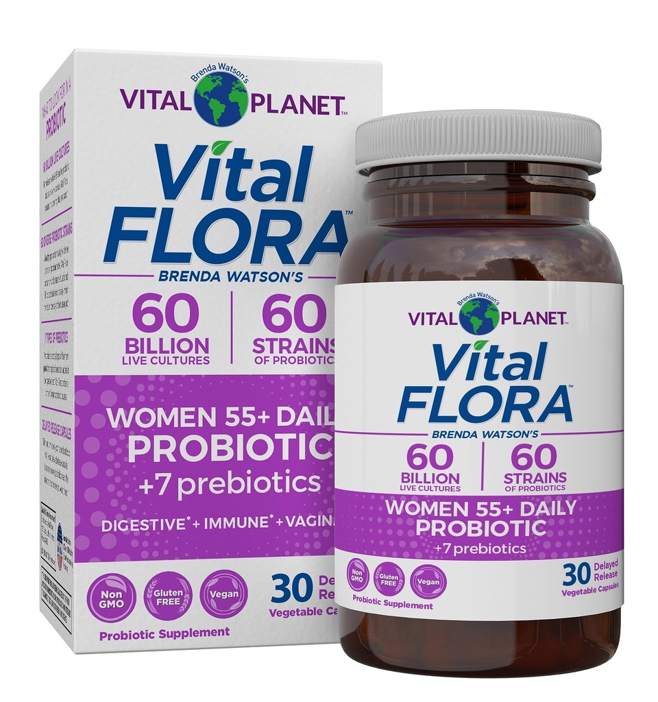 Vital Planet - Vital Flora Women over 55 Daily Probiotics, 60 Billion CFU, Diverse Strains, Organic Prebiotics, Vaginal and Immune サポート, 女性のための消化の健康プロバイオティクス 30 カプセル