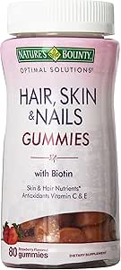 Natures Bountyの最適の解決、毛、皮及び釘はBiotin 80の計算とグミーを(パッケージ2の)模倣します