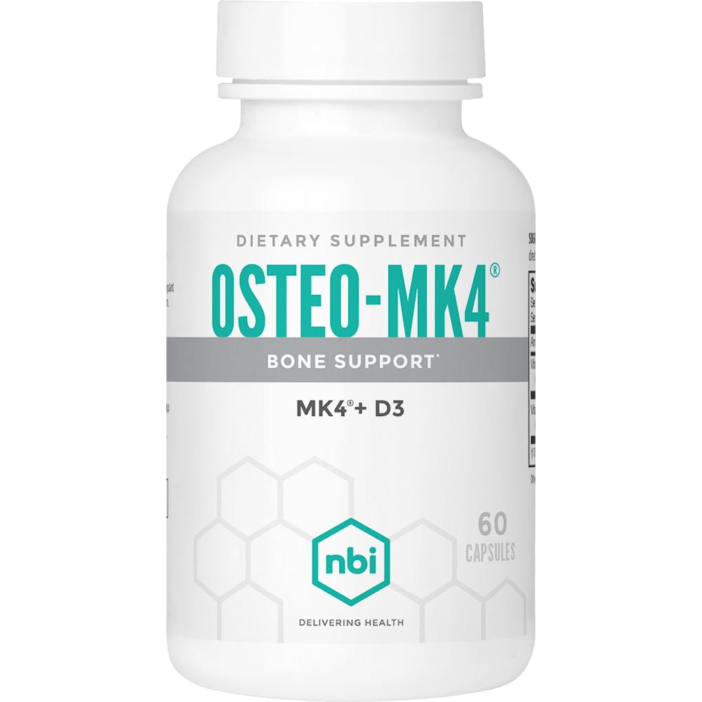 NBIオステオMK4骨サポート | ビタミンD&Kコンプレックス | 45mg ビタミンK2(MK4) 強力骨の健康と機能 | 60ct 野菜カプセル