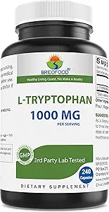Brieofood L-Tryptophan 1000mg per Serving - 240 Capsules - Supports Poisitive Mood & Relaxation